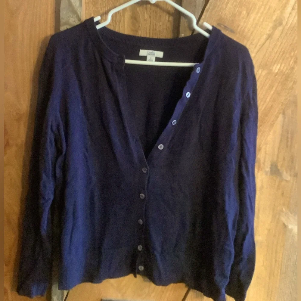 Croft & Barrow a navy blue cardigan - Picture 1 of 4